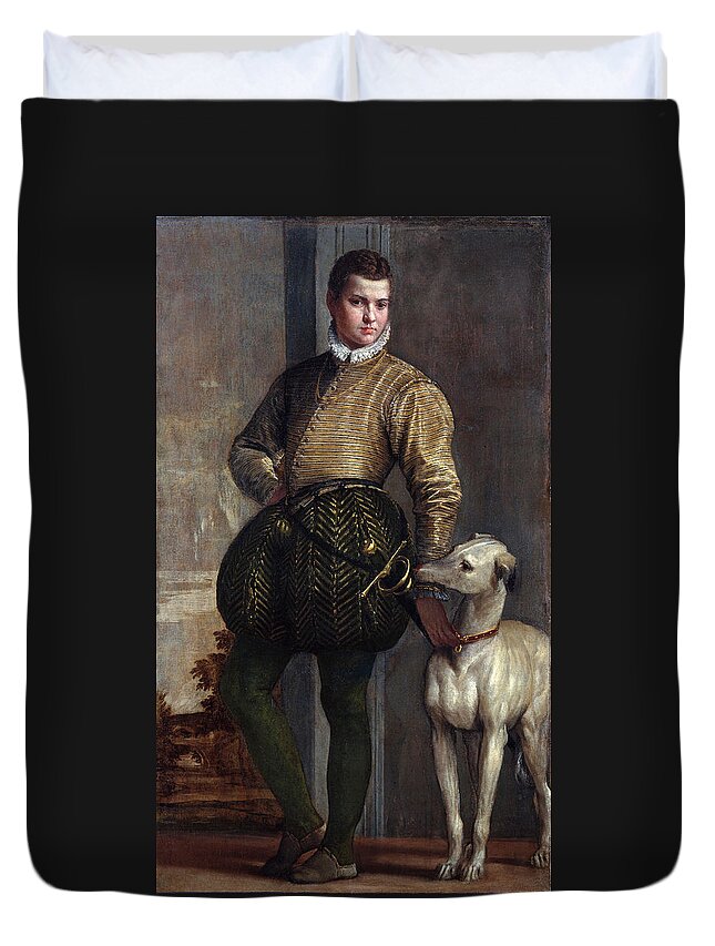 Paolo Veronese Duvet Cover featuring the painting Boy with a Greyhound by Paolo Veronese