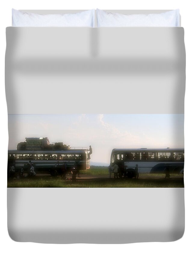 Bus Duvet Cover featuring the photograph Bus Stop by Al Harden