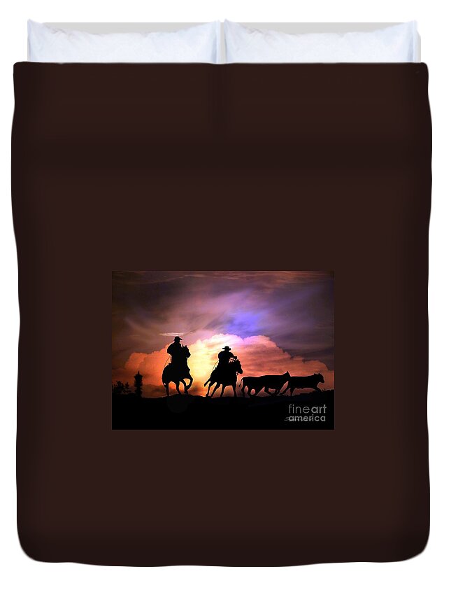 Cowboy Duvet Cover featuring the photograph Cattle Drive #1 by Stephanie Laird
