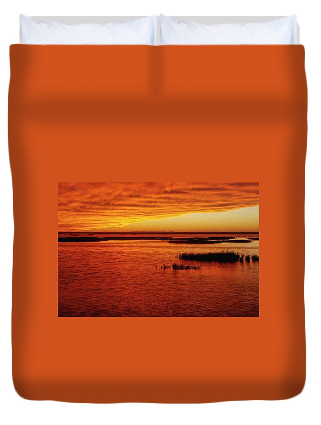 Kansas Duvet Cover featuring the photograph Cheyenne Bottoms sunset #1 by Rob Graham