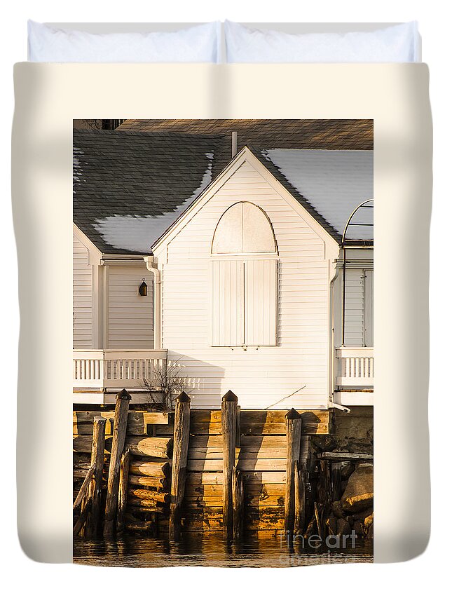 Maine Duvet Cover featuring the photograph Closed for the winter #1 by Steven Ralser