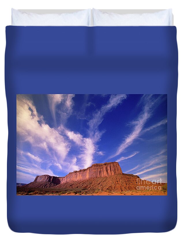00340878 Duvet Cover featuring the photograph Clouds Over Monument Valley by Yva Momatiuk and John Eastcott