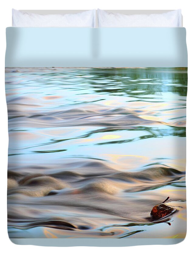 Blurred Motion Duvet Cover featuring the photograph Colorful Flowing Water #1 by Bihaibo