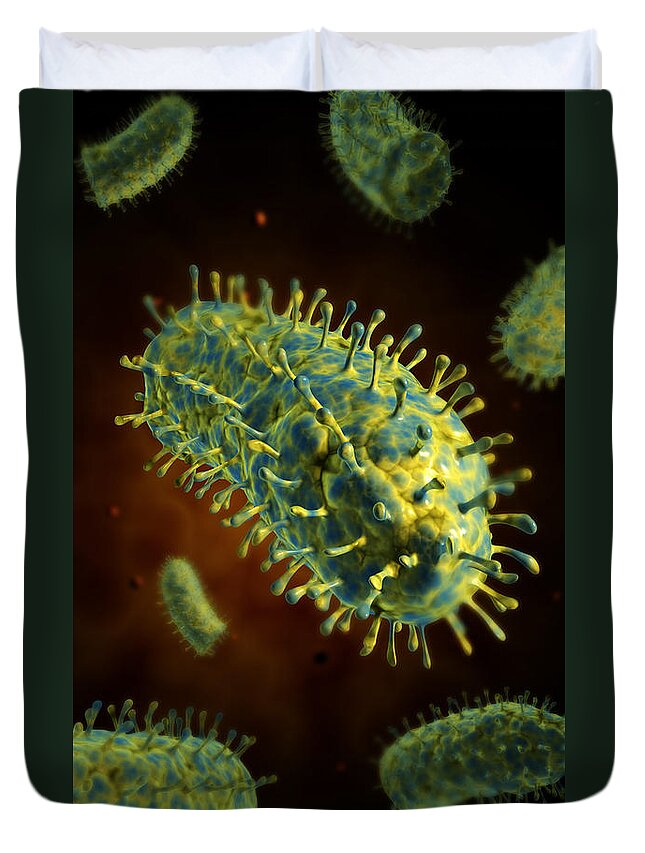 Vertical Duvet Cover featuring the digital art Conceptual Image Of Rabies Virus #1 by Stocktrek Images
