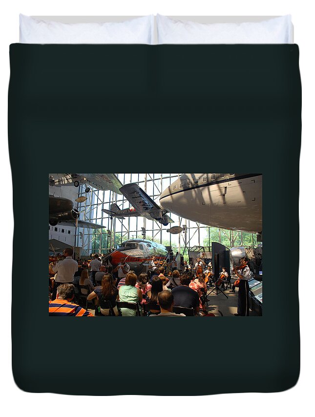 Air And Space Museum Duvet Cover featuring the photograph Concert Under the Planes #1 by Kenny Glover