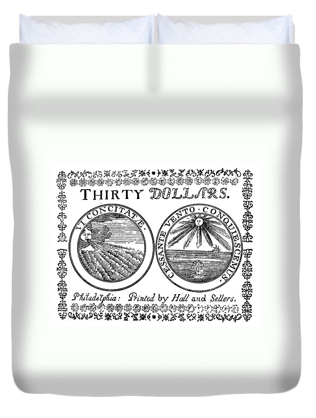 1776 Duvet Cover featuring the photograph Continental Banknote, 1776 #1 by Granger