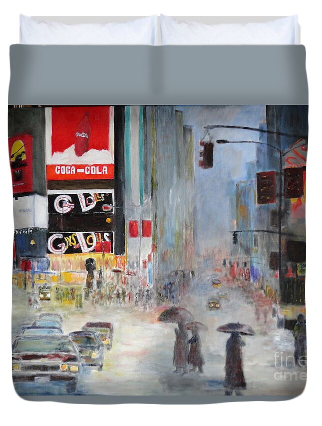 Times Square Duvet Cover featuring the painting Cool New York #1 by Dagmar Helbig