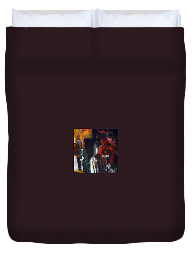 Woman Duvet Cover featuring the painting Cut IV - Obvious Intent by James Lavott
