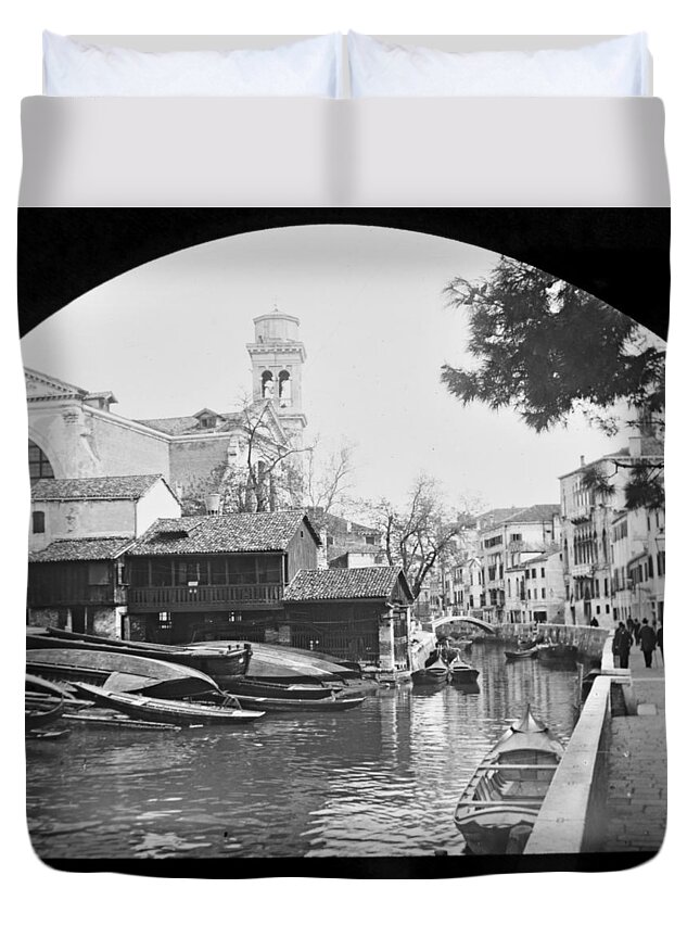 Pegnitz River Duvet Cover featuring the photograph Pegnitz River Nuremberg Germany 1903 #1 by A Macarthur Gurmankin