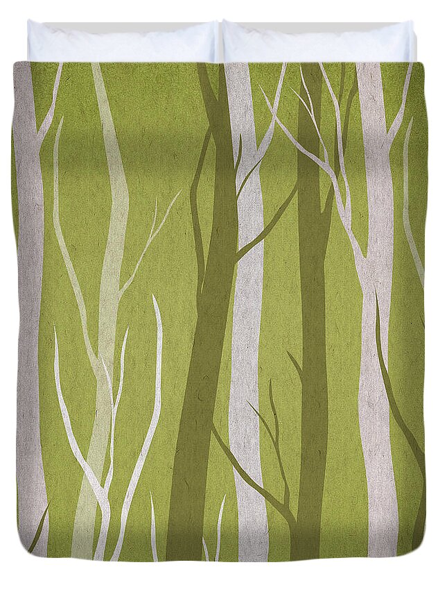 Contemporary Art Duvet Cover featuring the digital art Dark Forest #1 by Aged Pixel