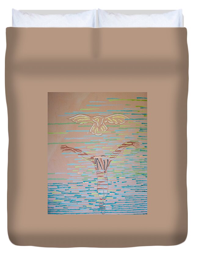 Jesus Duvet Cover featuring the painting Deliverance #1 by Gloria Ssali