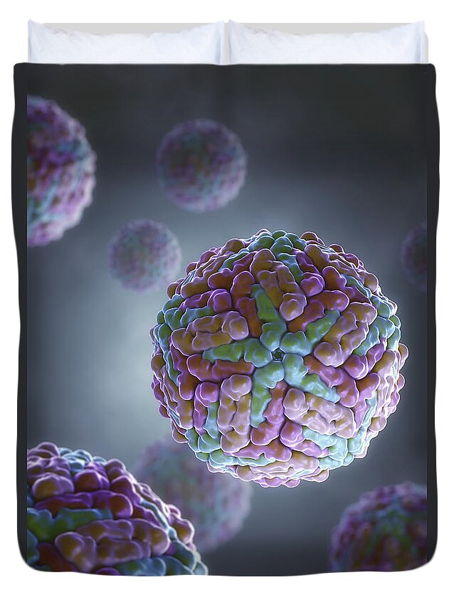 3d Visualisation Duvet Cover featuring the photograph Dengue Virus #1 by Science Picture Co