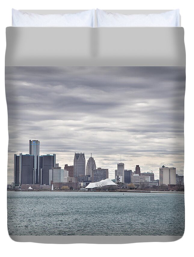 Detroit Duvet Cover featuring the photograph Detroit Skyline from Belle Isle #1 by John McGraw