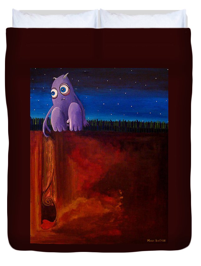 Heart Ache Duvet Cover featuring the painting Disconnecting by Mindy Huntress