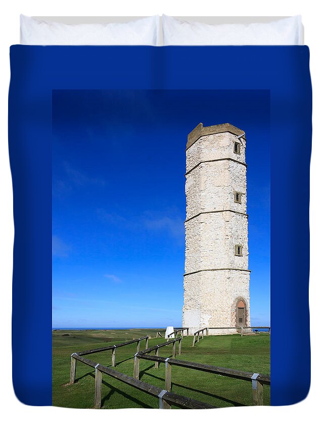 England Duvet Cover featuring the photograph Flamborough Old Lighthouse #1 by Sue Leonard