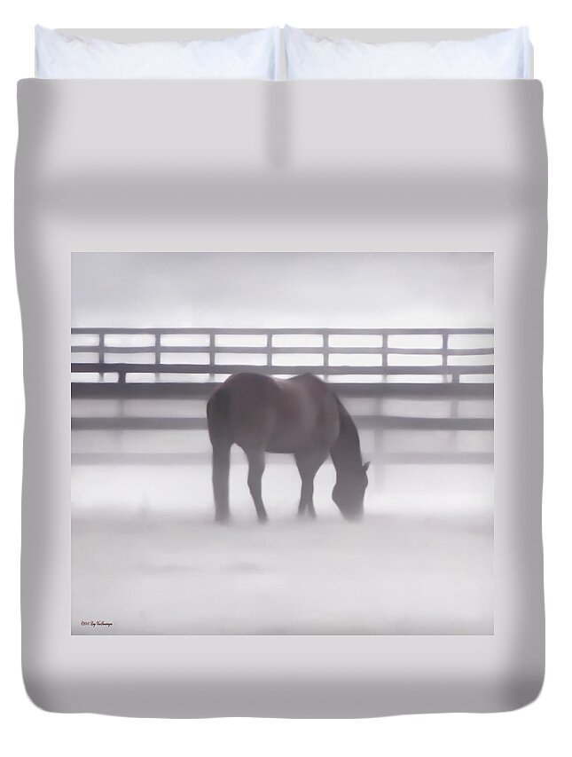 Fog Duvet Cover featuring the photograph Foggy Morning #1 by Lucy VanSwearingen