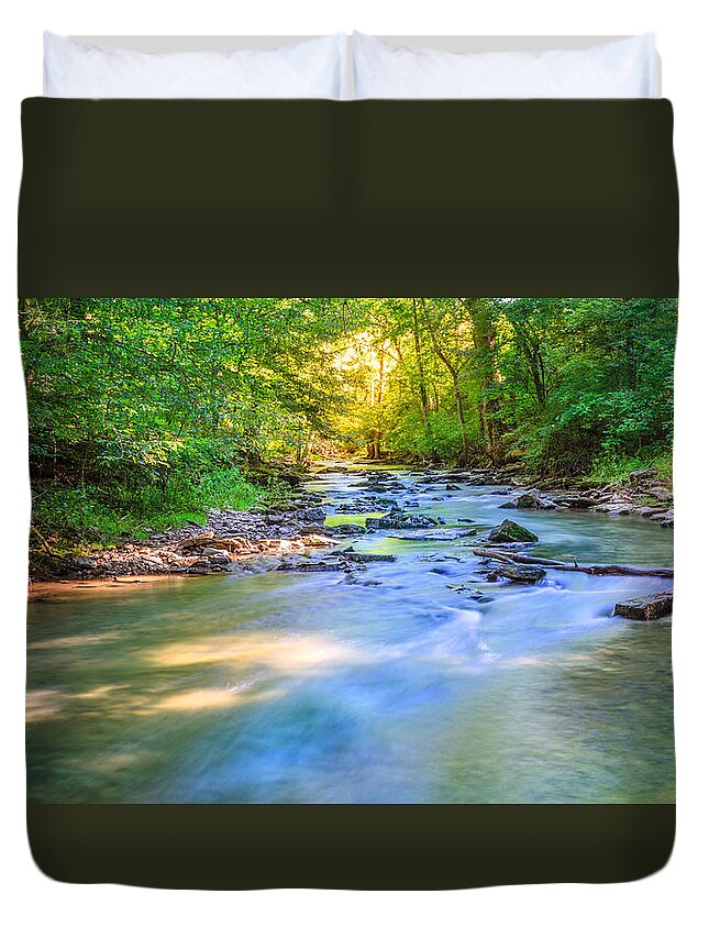 Beautiful Duvet Cover featuring the photograph Forest creek in Kentucky by Alexey Stiop