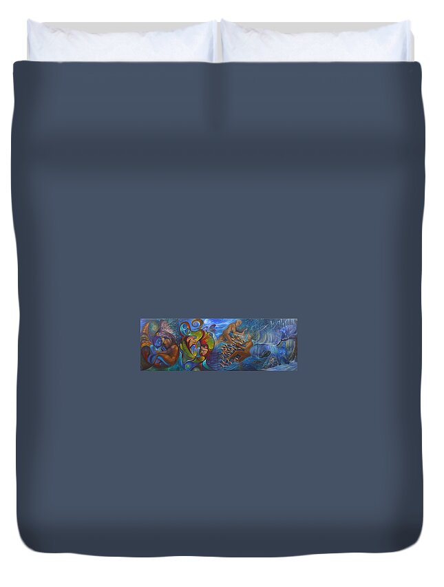 Spring Duvet Cover featuring the painting Four Seasons by Claudia Goodell