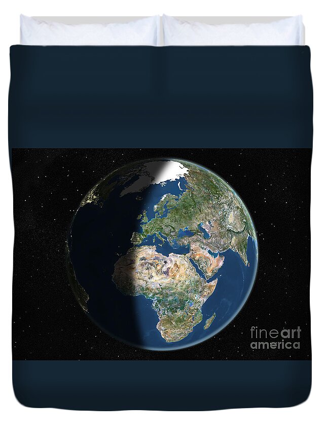 Globe Duvet Cover featuring the photograph Globe Centered On Europe & Africa #1 by Planet Observer