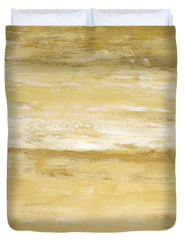 Abstract Duvet Cover featuring the painting Golden Glow by Tamara Nelson