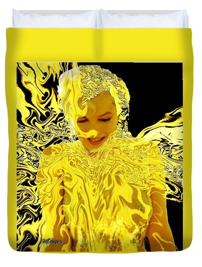 Golden Goddess Duvet Cover featuring the digital art Golden Goddess by Seth Weaver