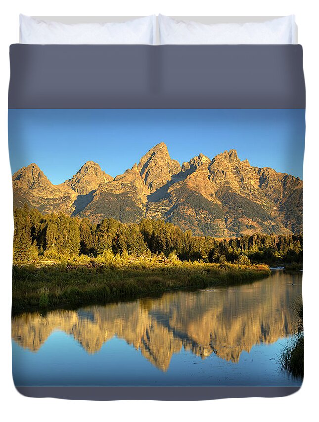 Mountains Duvet Cover featuring the photograph Grand Teton #1 by Alan Vance Ley