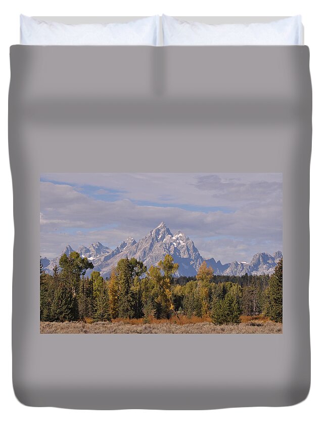 Mountain Duvet Cover featuring the photograph Grand Teton #1 by Frank Madia