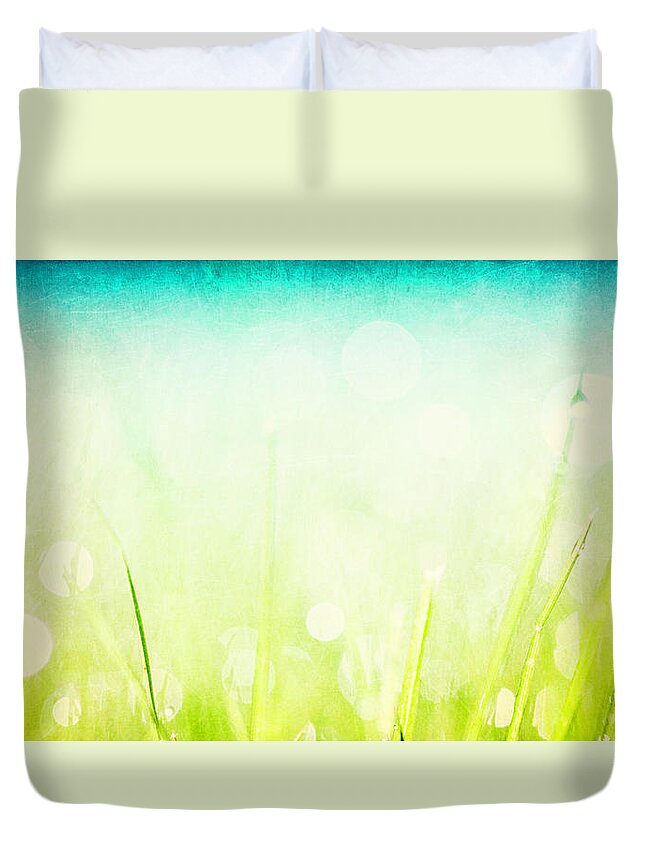 Grass Duvet Cover featuring the photograph Grass With Natural Bokeh #1 by Catlane