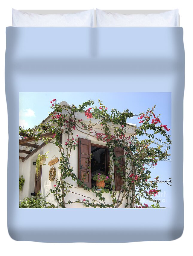 Flowers Duvet Cover featuring the photograph Greek Charm #2 by David Birchall
