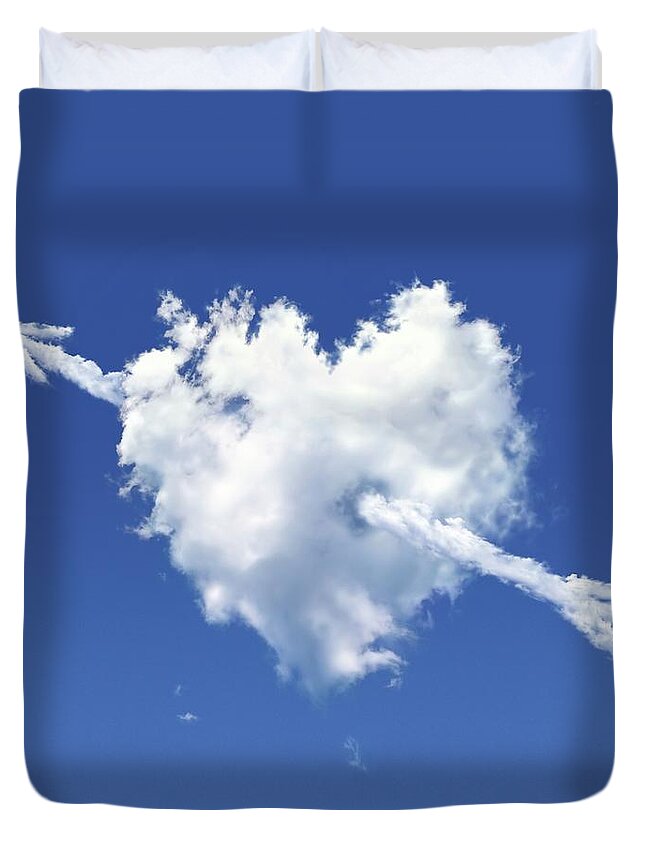Concepts & Topics Duvet Cover featuring the digital art Heart-shaped Cloud, Artwork #1 by Leonello Calvetti