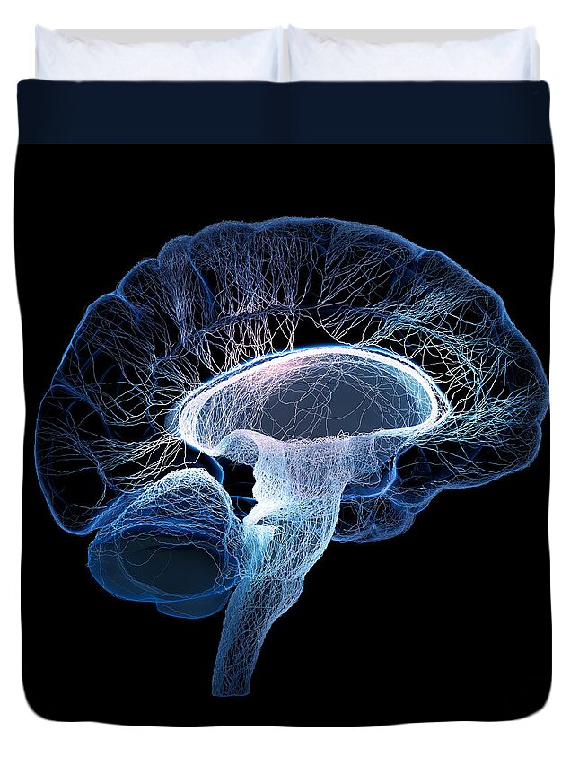 #faatoppicks Duvet Cover featuring the photograph Human brain complexity by Johan Swanepoel