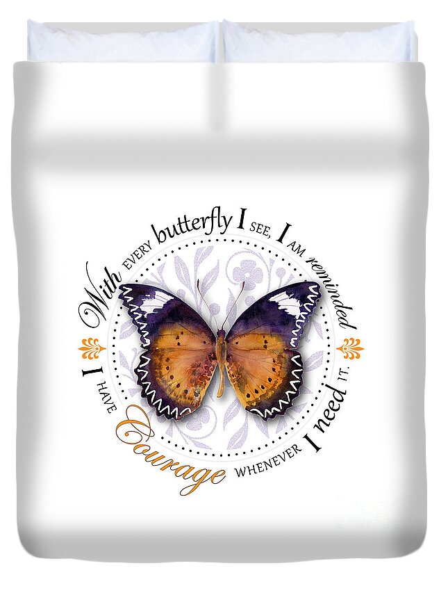 Cethosia Duvet Cover featuring the painting I have courage whenever I need it #1 by Amy Kirkpatrick