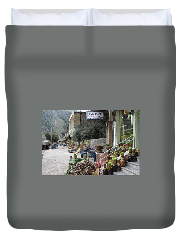 Olives Duvet Cover featuring the photograph Iran Manjil Olives #1 by Lois Ivancin Tavaf