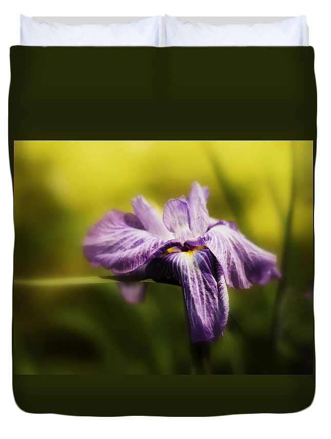 Flower Duvet Cover featuring the photograph Iris Aglow by Jessica Jenney
