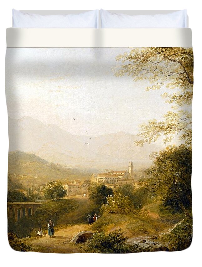 Italian Duvet Cover featuring the painting Italian Landscape by Joseph William Allen