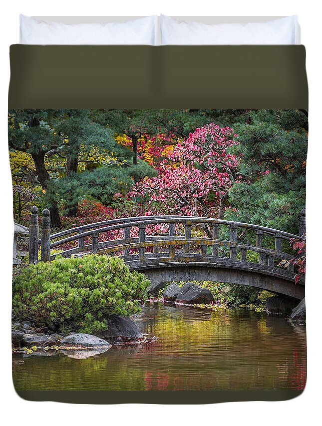 Japanese Gardens Duvet Cover featuring the photograph Japanese Bridge by Sebastian Musial
