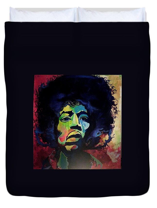  Duvet Cover featuring the painting Jimi by Femme Blaicasso