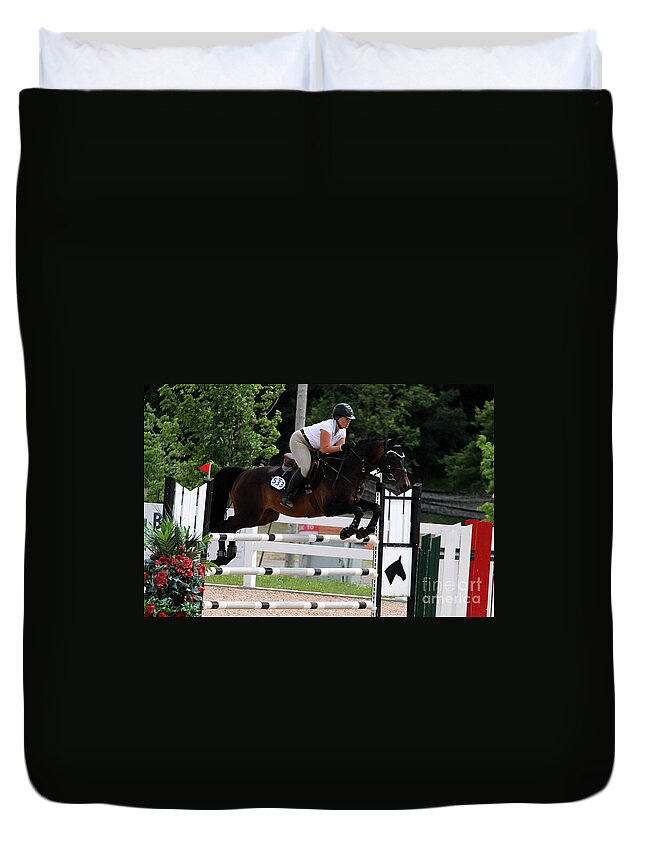 Equestrian Duvet Cover featuring the photograph Jumper36 #1 by Janice Byer