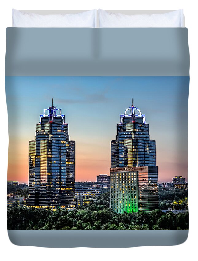 Sandy Springs Duvet Cover featuring the photograph King And Queen Buildings by Anna Rumiantseva