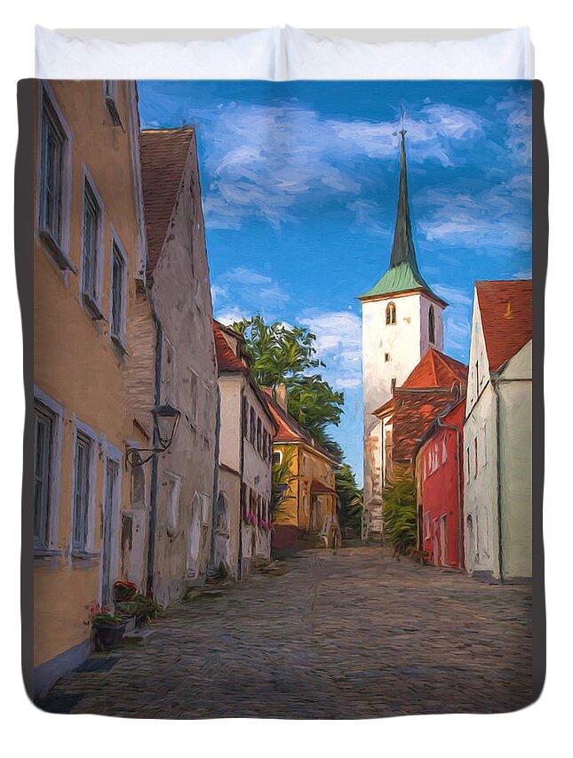 Vilseck Duvet Cover featuring the photograph Klostergasse Vilseck by Shirley Radabaugh