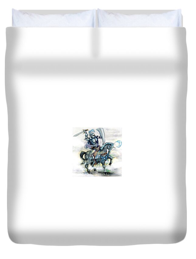 Knight Duvet Cover featuring the digital art Knight by Kevin Middleton