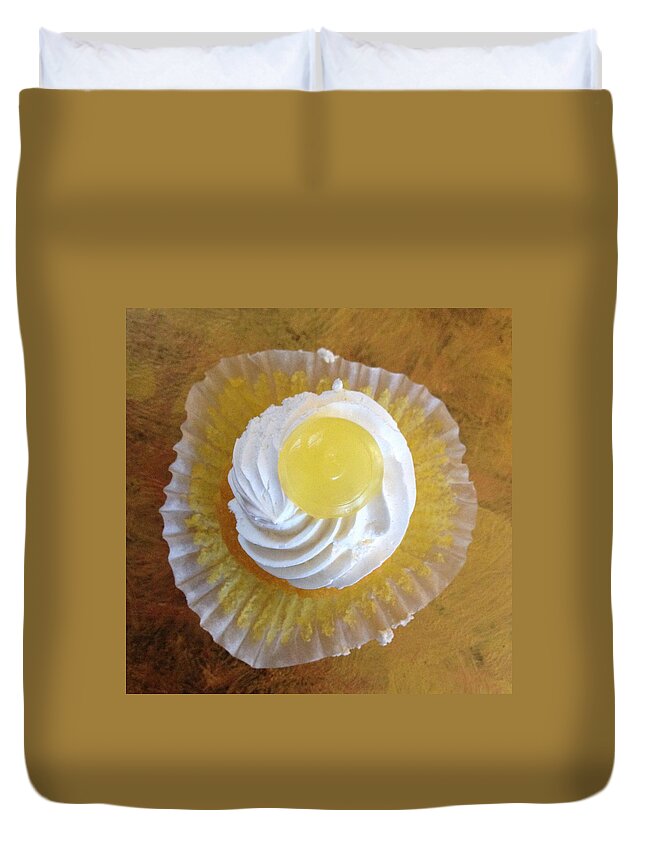 Lemon Duvet Cover featuring the photograph Lemon Cupcake #1 by Shannon Grissom