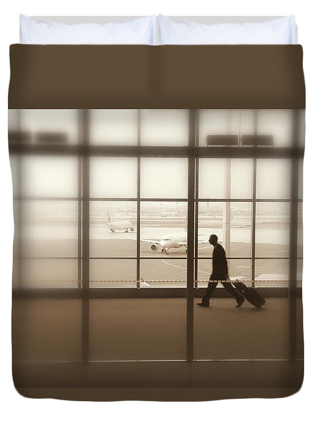 Lone Duvet Cover featuring the photograph Lone Traveler #3 by Valentino Visentini