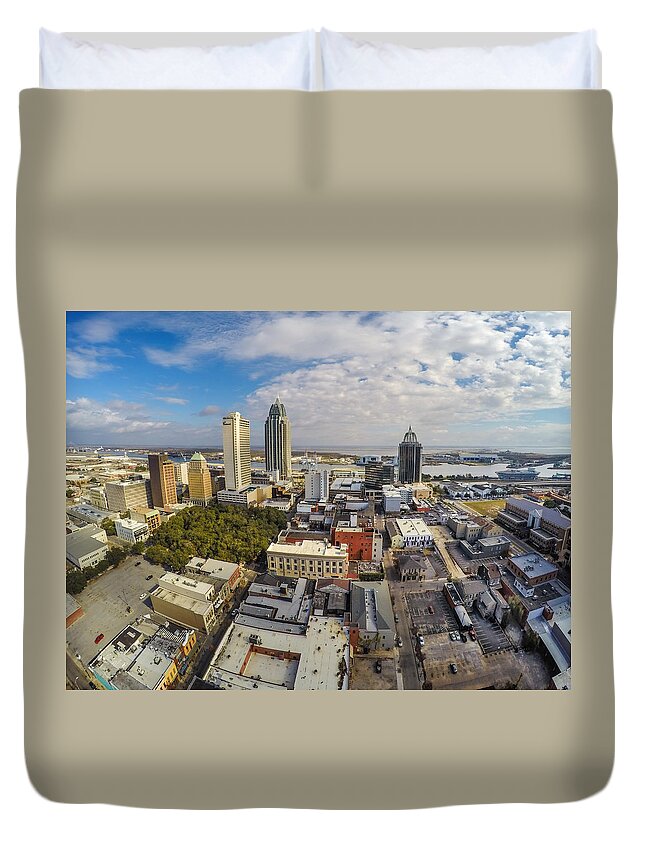 Palm Duvet Cover featuring the digital art Looking Over Mobile Looking East #1 by Michael Thomas