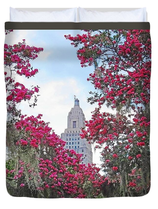 Capitol Duvet Cover featuring the photograph Louisiana State Capitol #1 by Lizi Beard-Ward