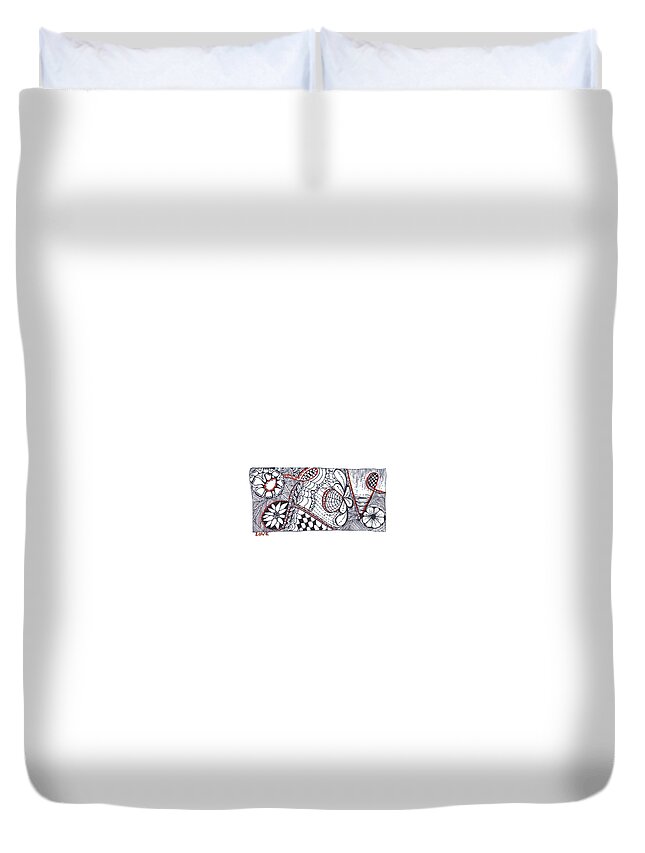 Zentangle Duvet Cover featuring the mixed media Love #1 by Ruth Dailey
