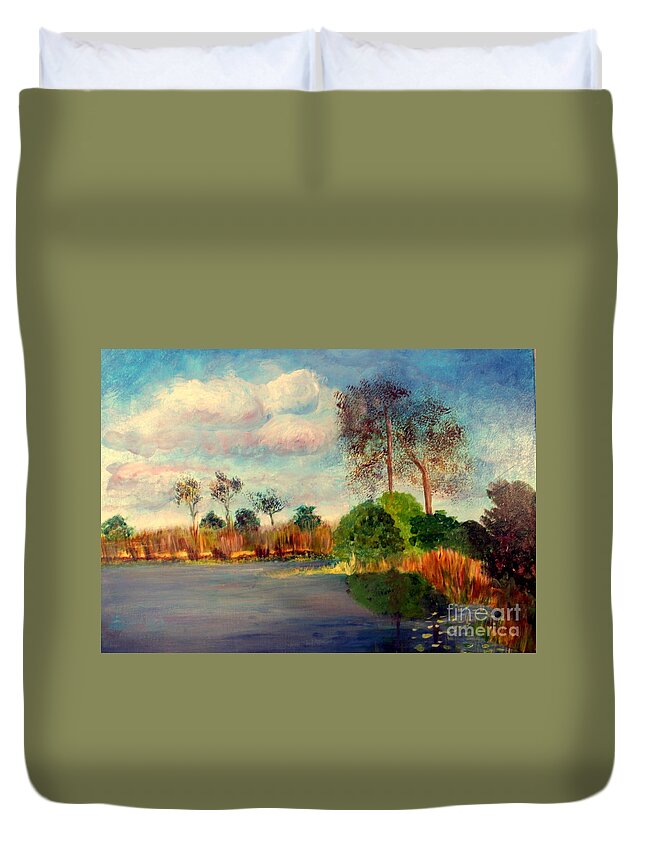 Beautiful Duvet Cover featuring the painting Loxahatchee Nature Preserve #2 by Donna Walsh