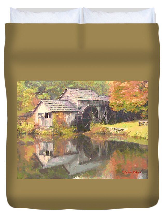 Mabry Mill Duvet Cover featuring the painting Mabry Mill #1 by Lynne Jenkins
