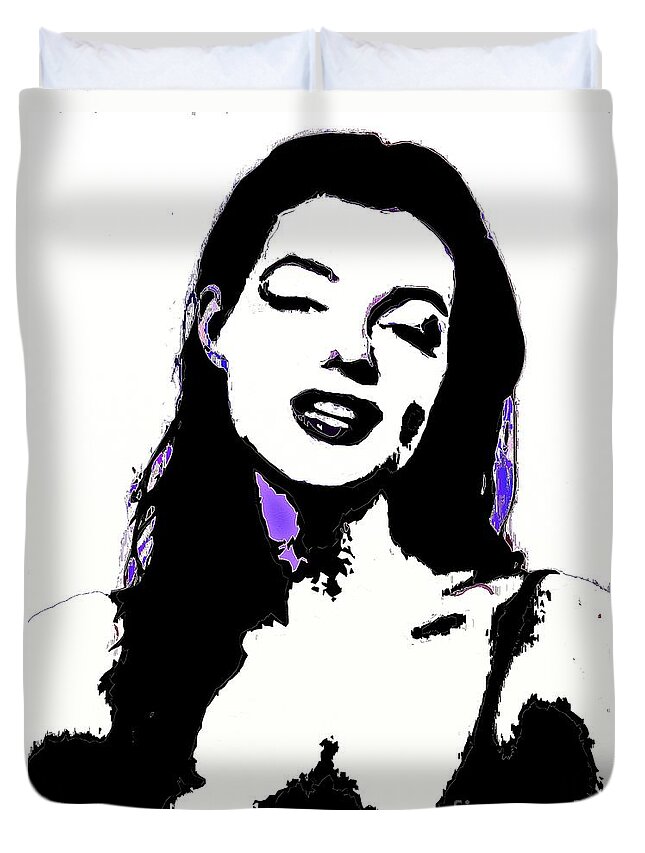 Marilyn Duvet Cover featuring the painting Marilyn in Black and White #2 by Saundra Myles