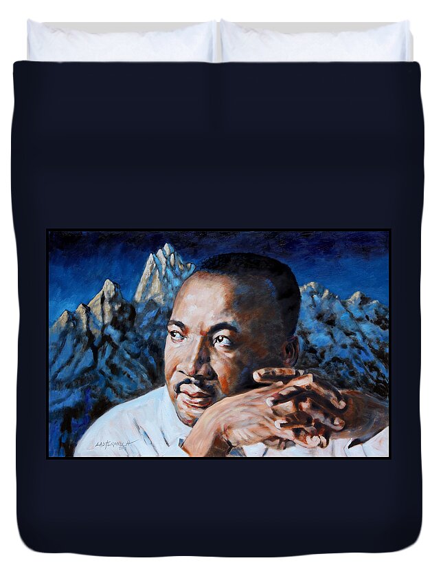 Martin Luther King Duvet Cover featuring the painting Martin Luther King #1 by John Lautermilch
